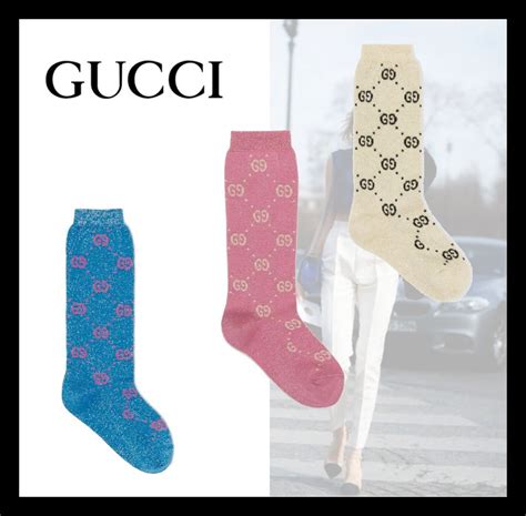 gucci 靴下 コピー|ラメ ファブリック GG ソックスピンク コットン .